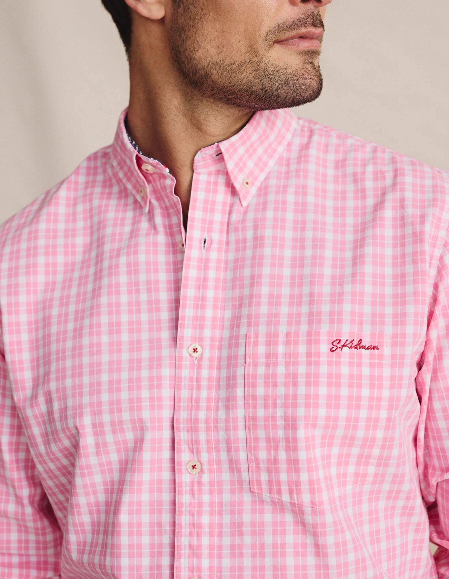 Kidman Mens Aberdeen Long Sleeve Shirt - Pale Pink