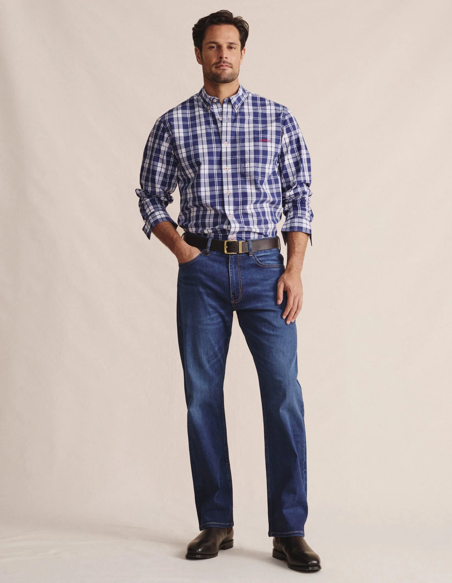 Kidman Mens Aberdeen Long Sleeve Shirt - Indigo