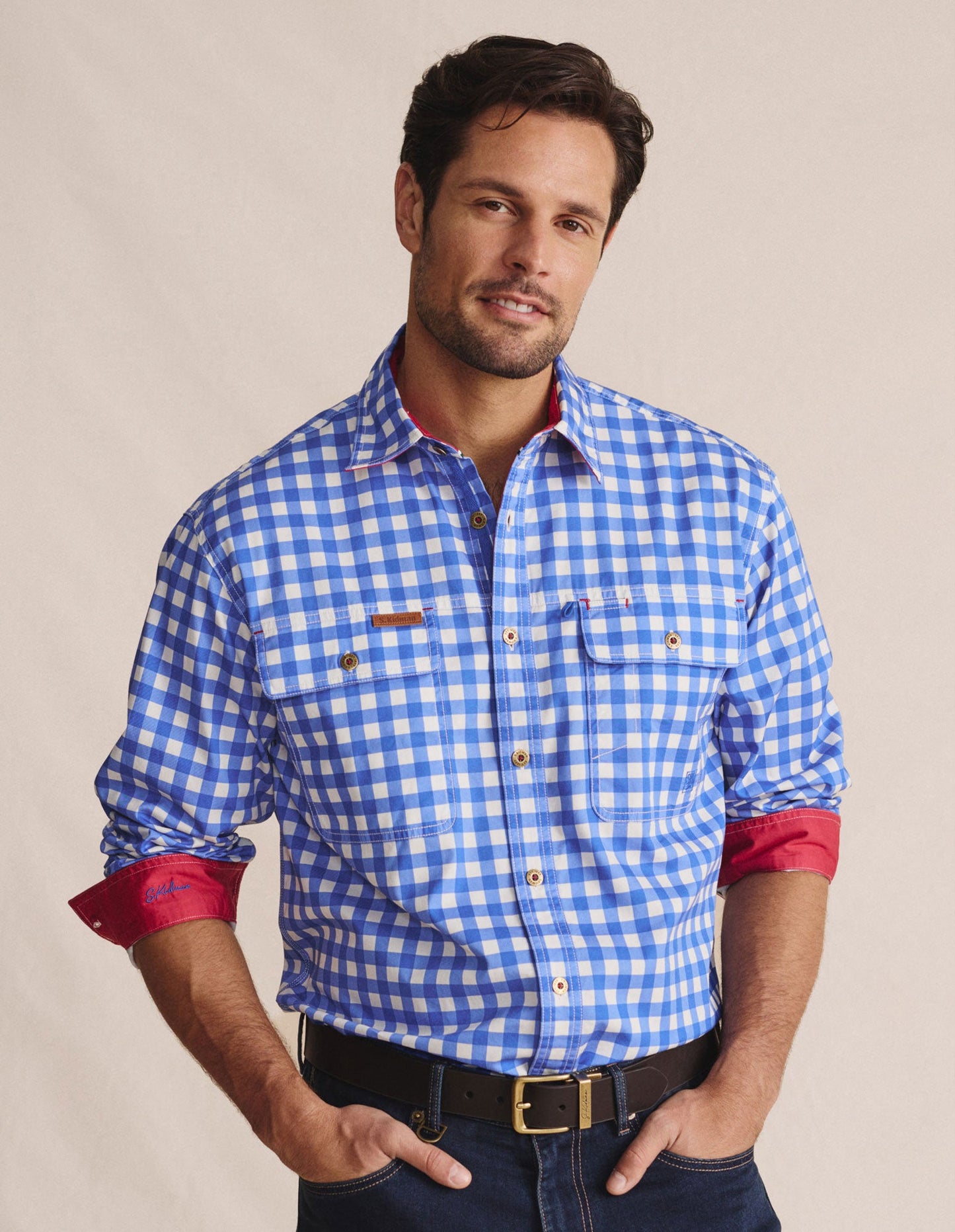 Kidman Mens Armstrong Light Weight Long Sleeve Workshirt - Mid Blue
