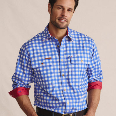 Kidman Mens Armstrong Light Weight Long Sleeve Workshirt - Mid Blue