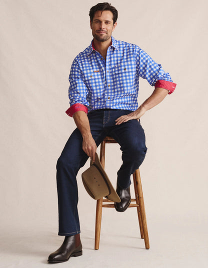 Kidman Mens Armstrong Light Weight Long Sleeve Workshirt - Mid Blue