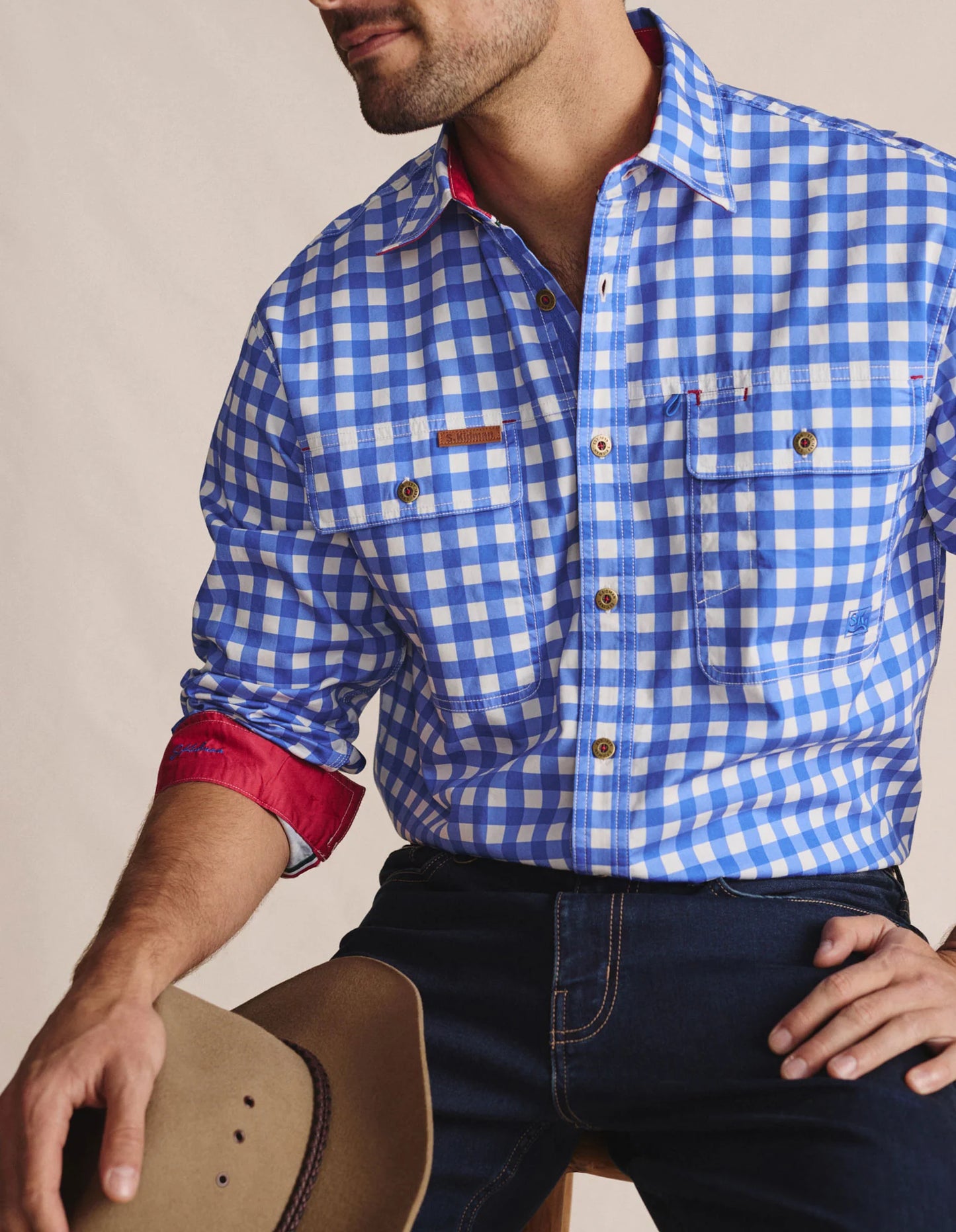 Kidman Mens Armstrong Light Weight Long Sleeve Workshirt - Mid Blue