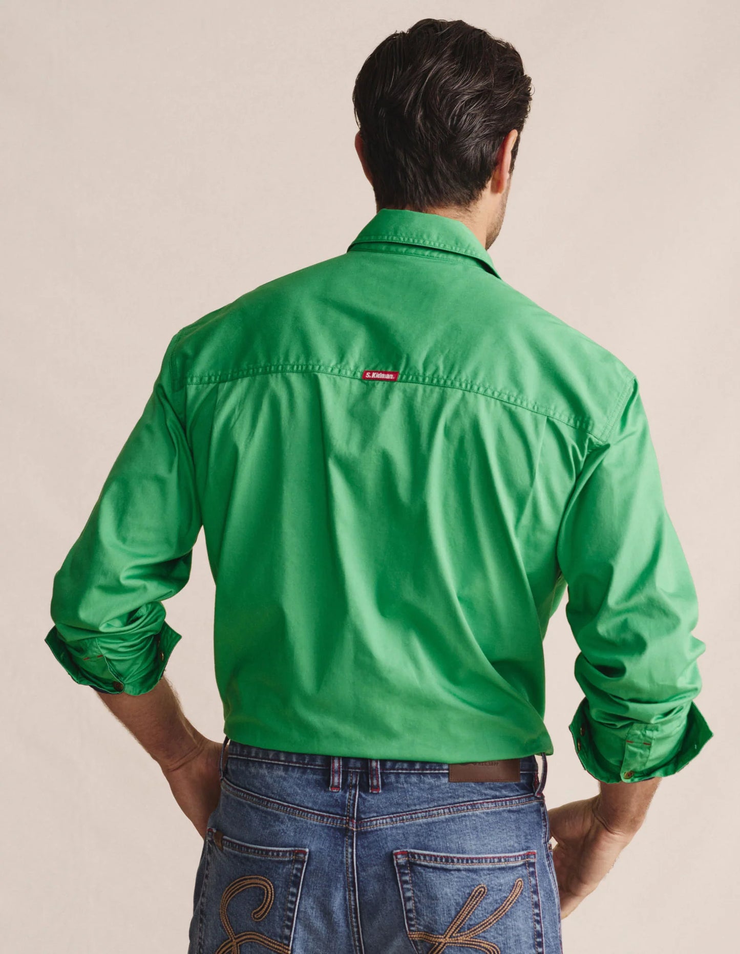 Kidman Mens Armstrong Long Sleeve Full Button Workshirt - Green