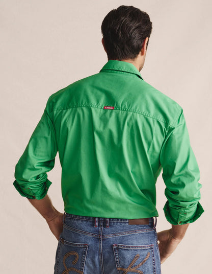 Kidman Mens Armstrong Long Sleeve Full Button Workshirt - Green