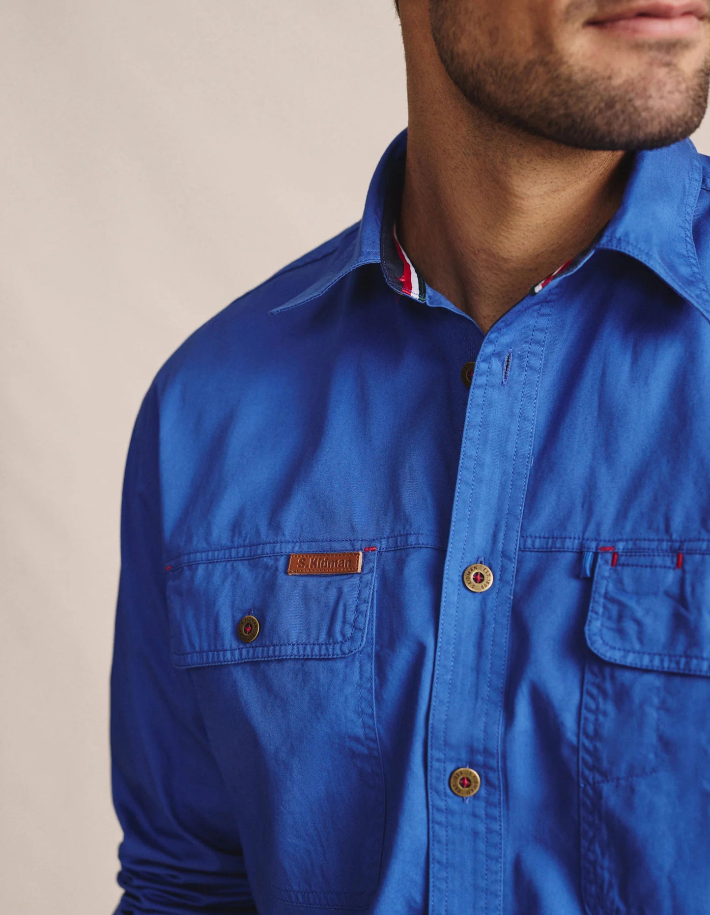 Kidman Mens Armstrong Long Sleeve Full Button Workshirt - Mid Blue