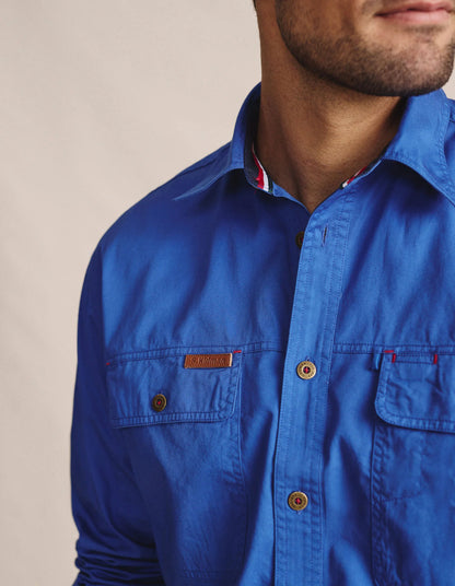Kidman Mens Armstrong Long Sleeve Full Button Workshirt - Mid Blue