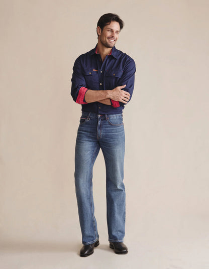 Kidman Mens Armstrong Long Sleeve Full Button Workshirt - Navy