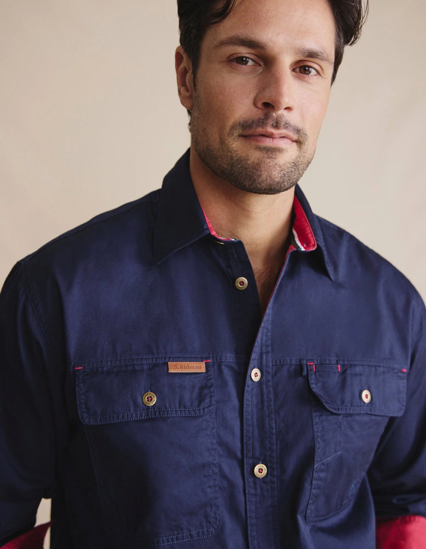 Kidman Mens Armstrong Long Sleeve Full Button Workshirt - Navy