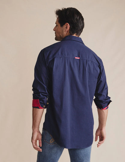 Kidman Mens Armstrong Long Sleeve Full Button Workshirt - Navy