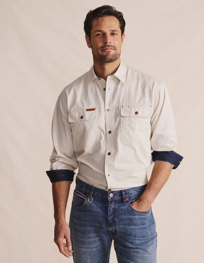 Kidman Mens Armstrong Long Sleeve Full Button Workshirt - Stone
