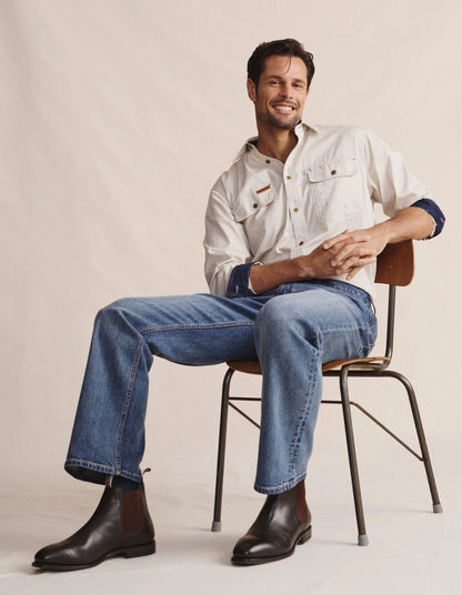Kidman Mens Armstrong Long Sleeve Full Button Workshirt - Stone
