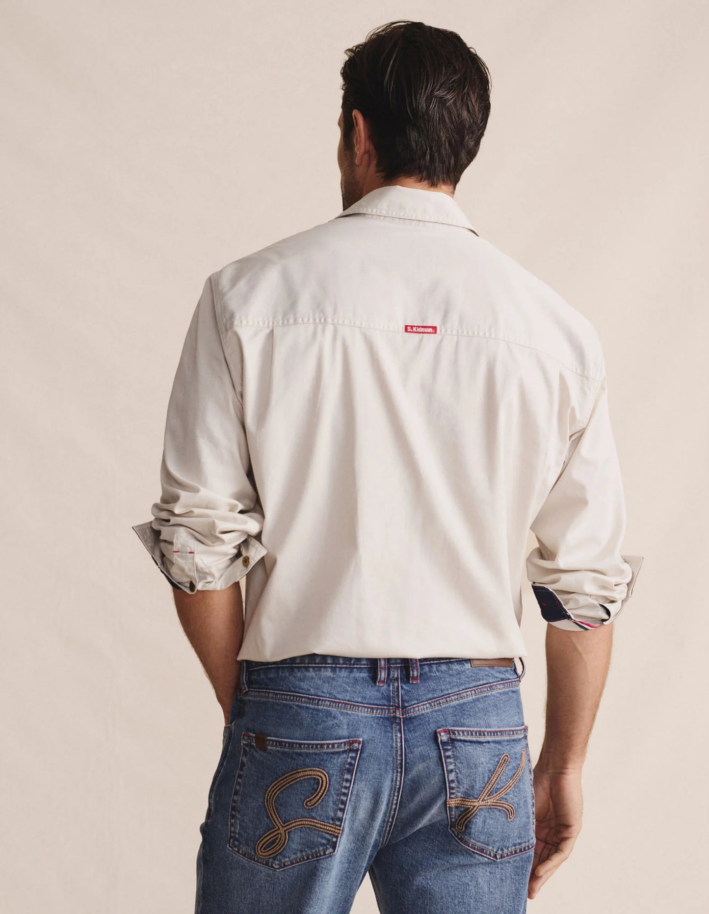 Kidman Mens Armstrong Long Sleeve Full Button Workshirt - Stone