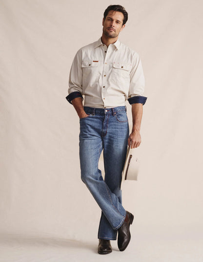 Kidman Mens Armstrong Long Sleeve Full Button Workshirt - Stone