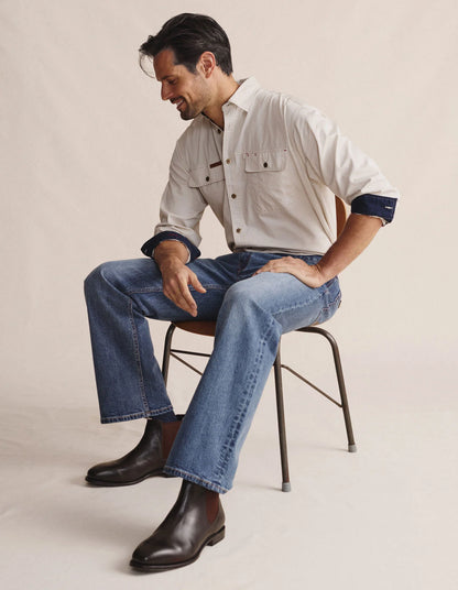 Kidman Mens Armstrong Long Sleeve Full Button Workshirt - Stone