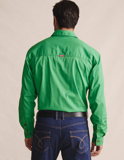 Kidman Mens Brockman Half Button Long Sleeve Workshirt - Green