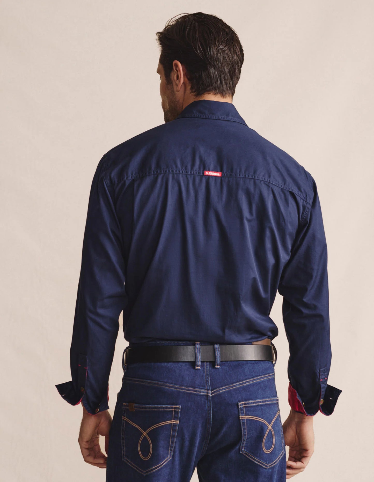 Kidman Mens Brockman Half Button Long Sleeve Workshirt - Navy