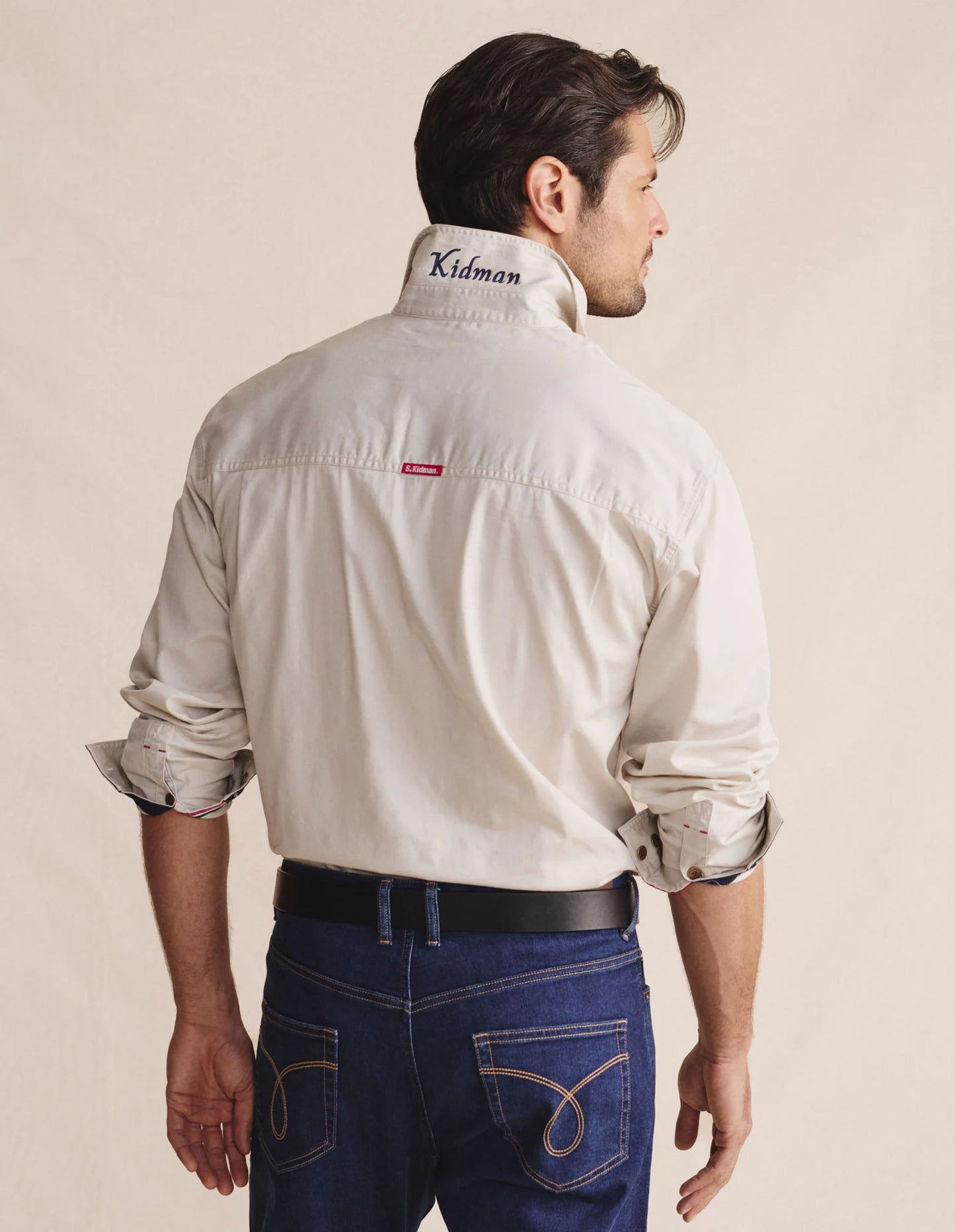 Kidman Mens Brockman Half Button Long Sleeve Workshirt - Stone