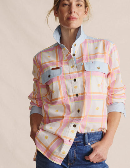 Kidman Women's Spencer Light Weight Full Button Work Shirt - Pale Pink