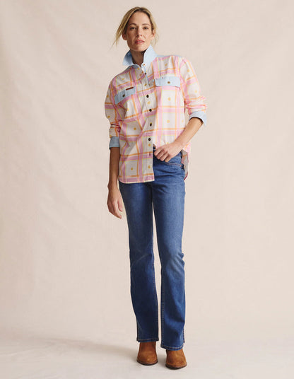 Kidman Women's Spencer Light Weight Full Button Work Shirt - Pale Pink