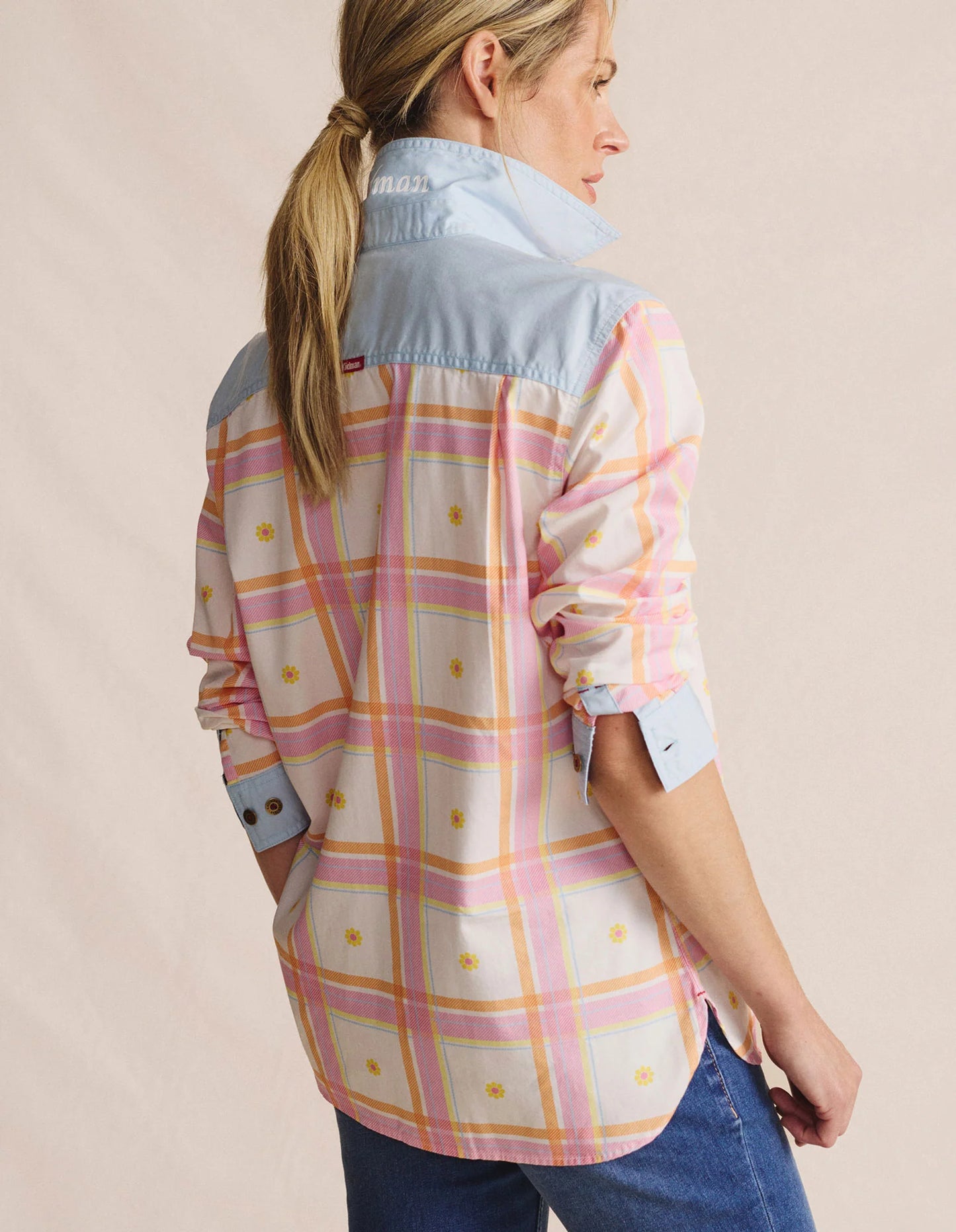 Kidman Women's Spencer Light Weight Full Button Work Shirt - Pale Pink