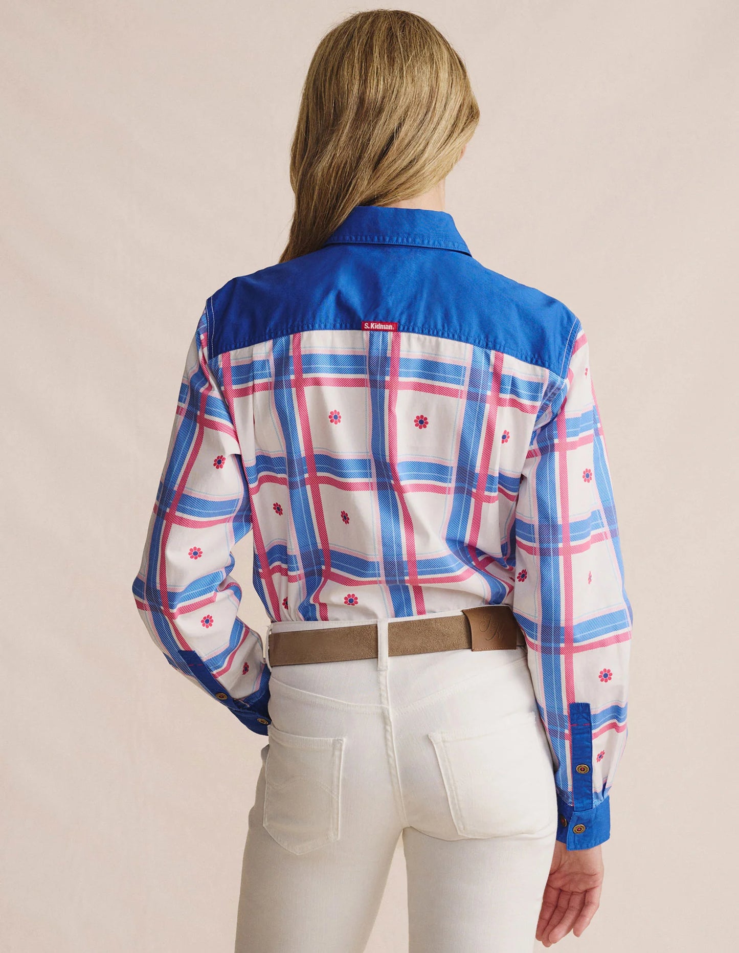 Kidman Women's Camfield Light Weight Half Button Work Shirt -Mid Blue