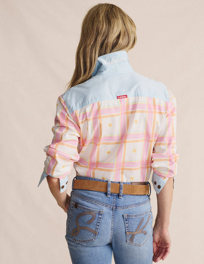 Kidman Women's Camfield Light Weight Half Button Work Shirt - Pink