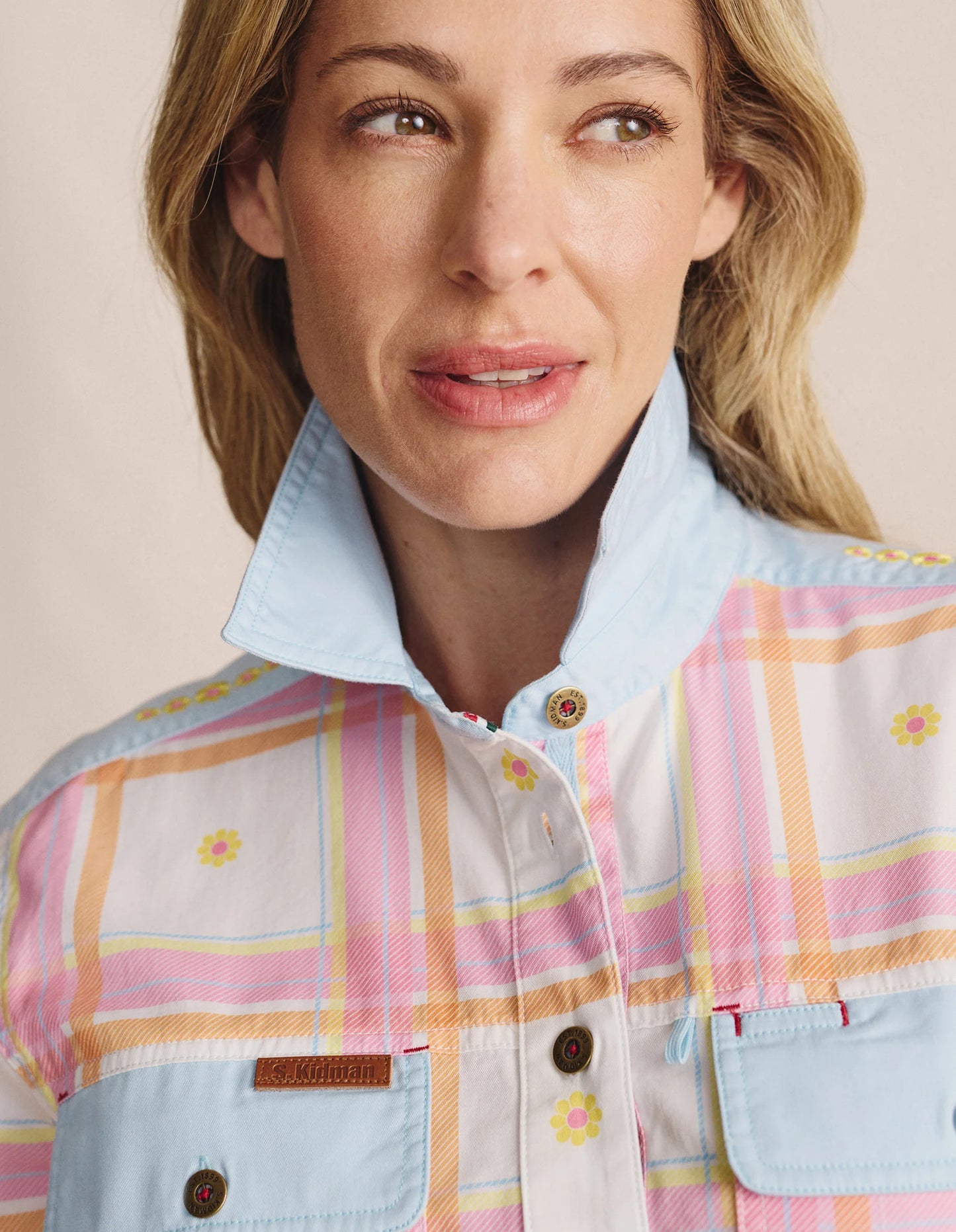 Kidman Women's Camfield Light Weight Half Button Work Shirt - Pink