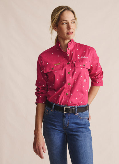Kidman Women's Lilly Pilly  Light Weight Full Button Work Shirt - Pink