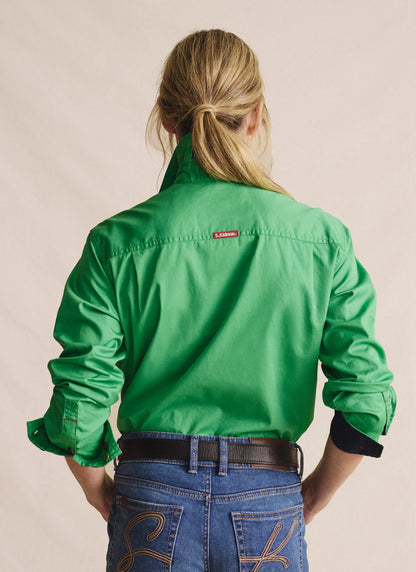 Kidman Womens Spencer Long Sleeve Full Button Work Shirt - Green