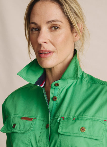 Kidman Womens Spencer Long Sleeve Full Button Work Shirt - Green