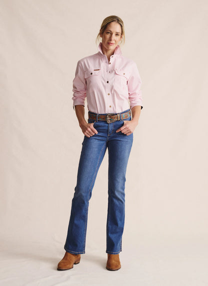 Kidman Womens Spencer Long Sleeve Full Button Work Shirt - Pink