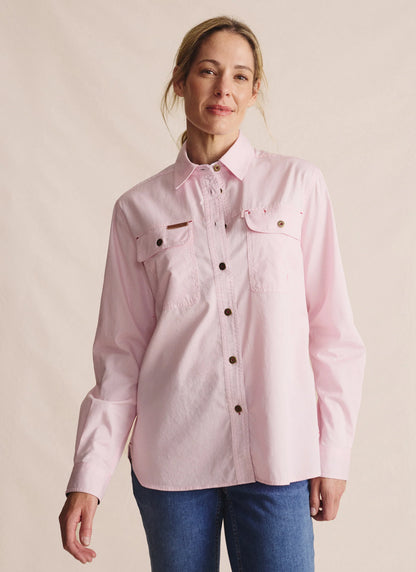Kidman Womens Spencer Long Sleeve Full Button Work Shirt - Pink