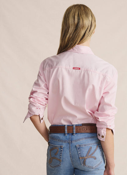 Kidman Womens Camfield Long Sleeve Half Button Work Shirt - Pale Pink