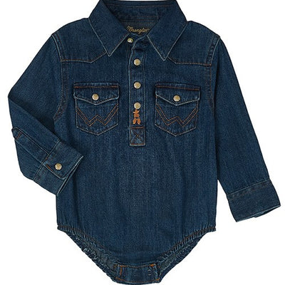 WRANGLER BABY WESTERN LS BODYSUIT DENIM