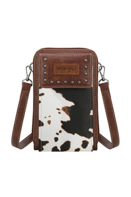 Wrangler Cowprint Phone Wallet Bag - Dark Tan