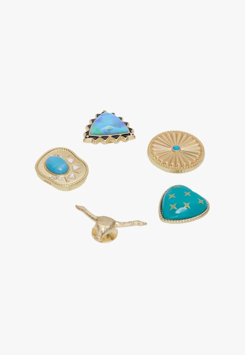 Croc Jibbitz - Gold Turquoise Western 5 Pack