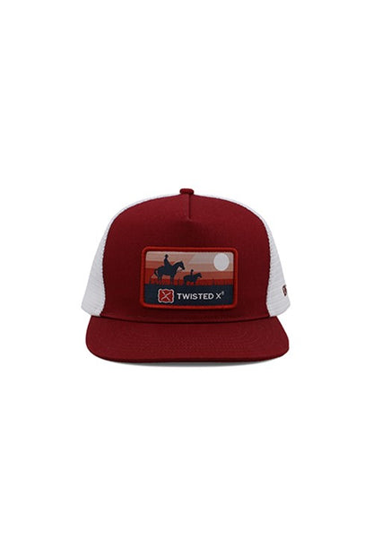 Twisted X Patch High Profile Trucker Cap - Red White