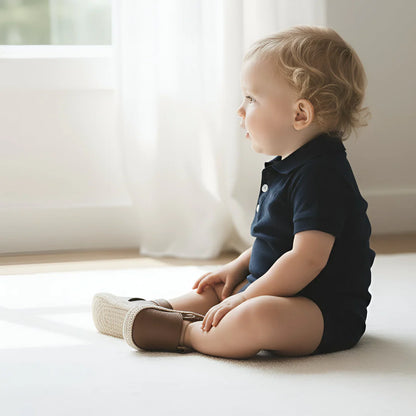 Love Henry Baby Boys Polo Romper - Navy