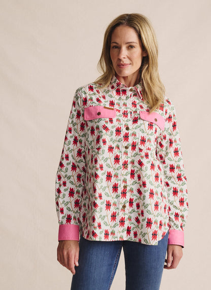 Kidman Women's Spencer Light Weight Full Button Work Shirt - White
