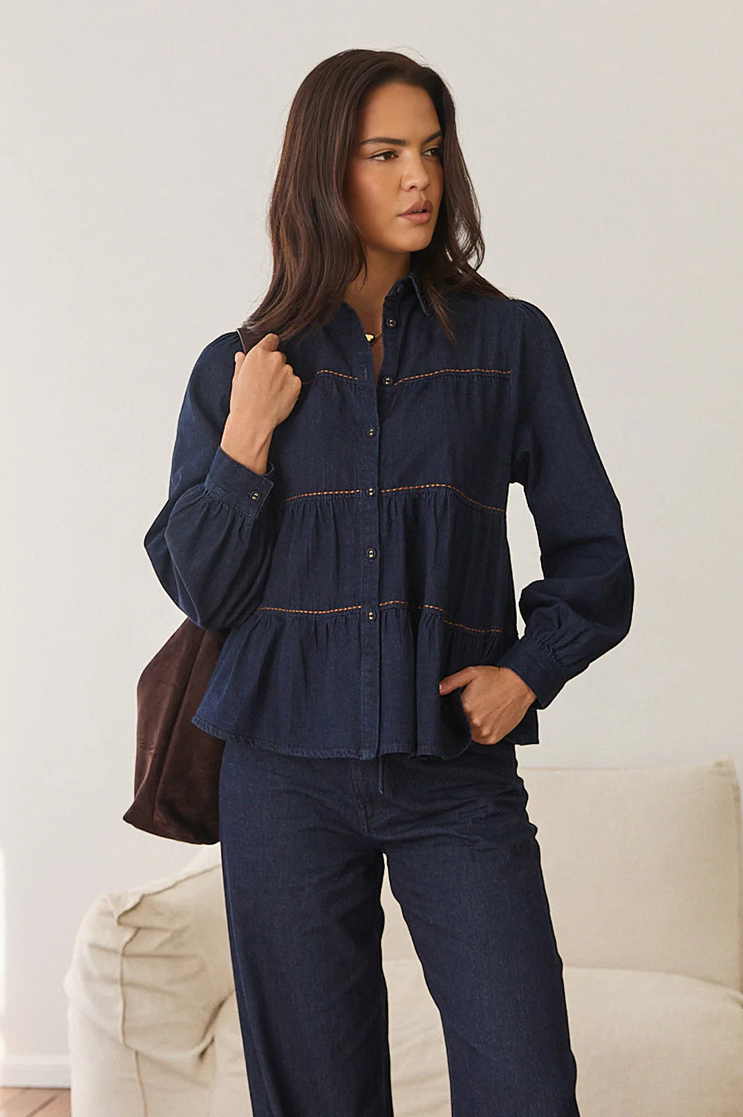 Adorne Eliza Lightweight Denim Shirt