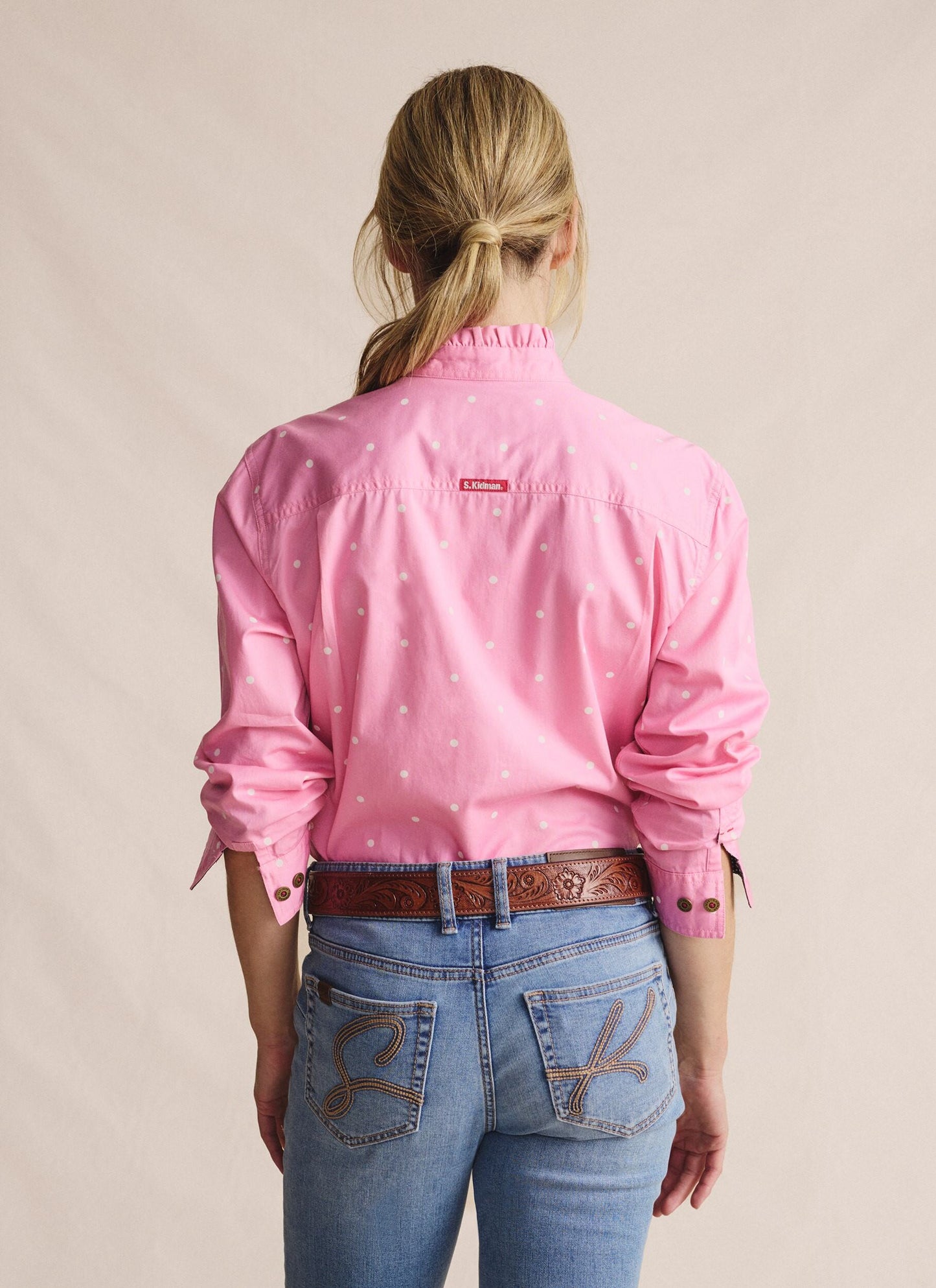Kidman Women's Lilly Pilly  Light Weight Full Button Work Shirt - Pale Pink