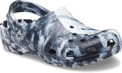 Crocs Unisex Classic Clog - Marbled Black/White
