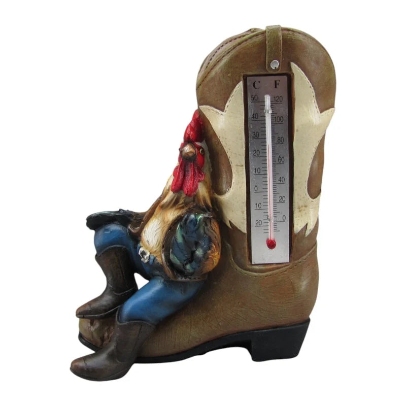 Malmar 18cm Rooster Thermometer on Cowboy Boot