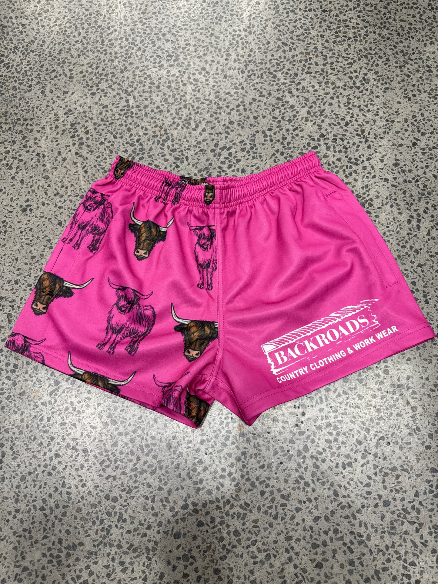 Backroads Footy Shorts Highland Cow