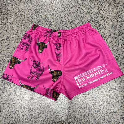 Backroads Footy Shorts Highland Cow