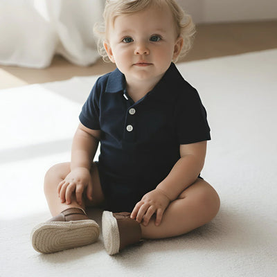 Love Henry Baby Boys Polo Romper - Navy