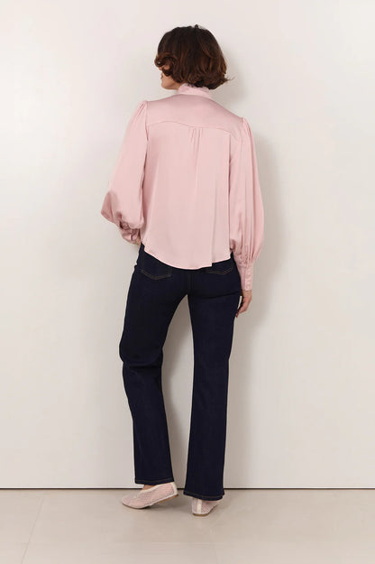 Adorne Melody Tie Neck Shirt - Pink