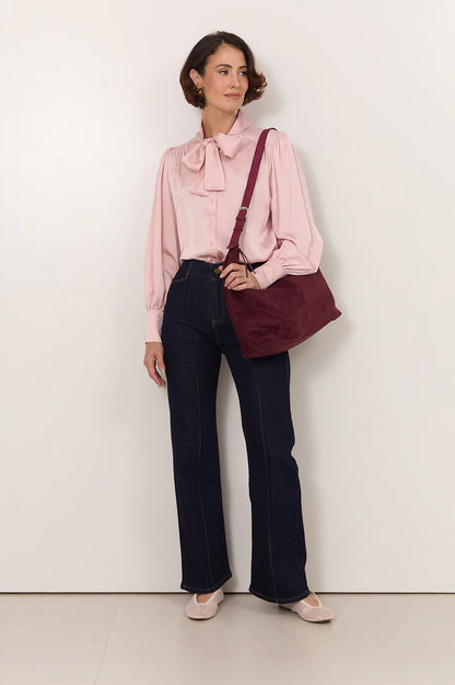 Adorne Melody Tie Neck Shirt - Pink