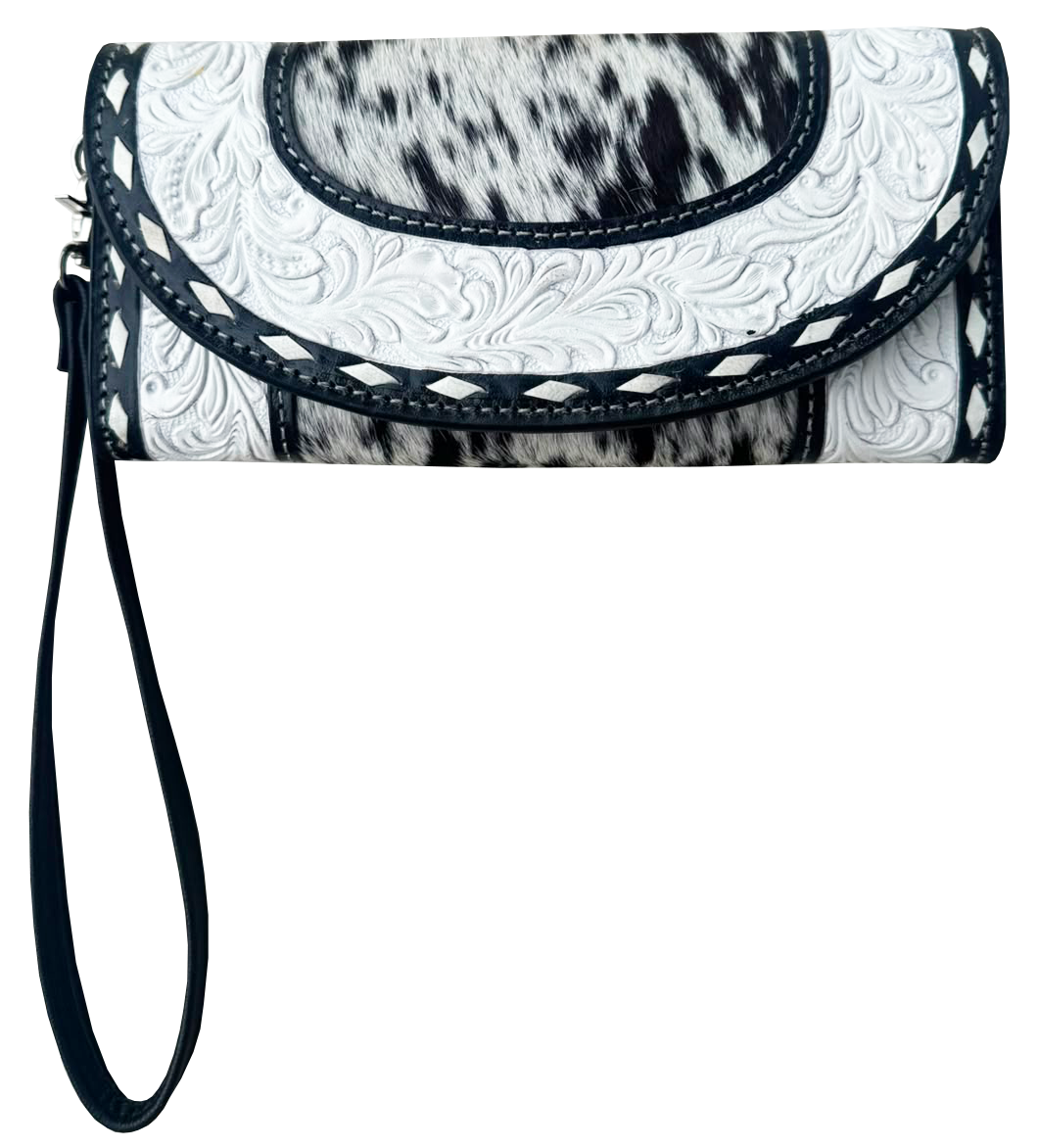 The Design Edge Tooling Leather Cowhide Trifold Wristlet Wallet – AW39 – Mateo