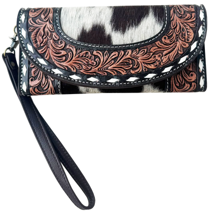 The Design Edge Tooling Leather Cowhide Trifold Wristlet Wallet – AW39 – Mateo